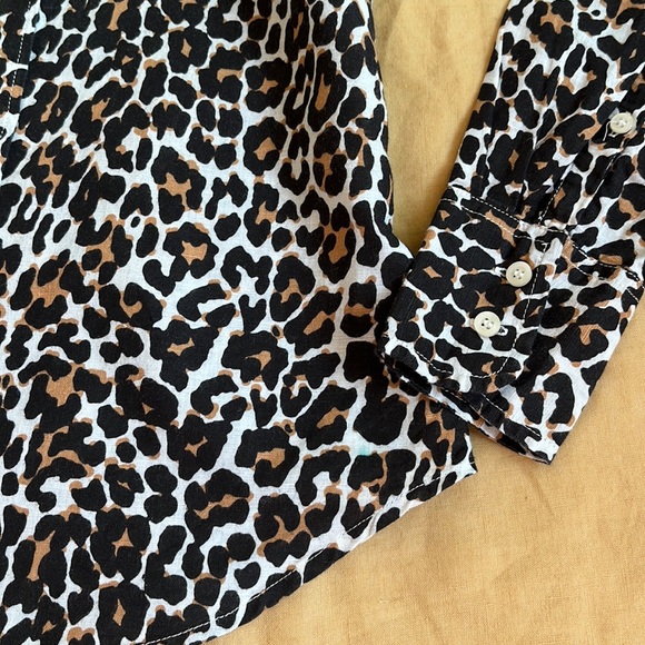 Perfect JCREW Léopard linen shirt Sz XS / linen blend - Picture 6 of 8